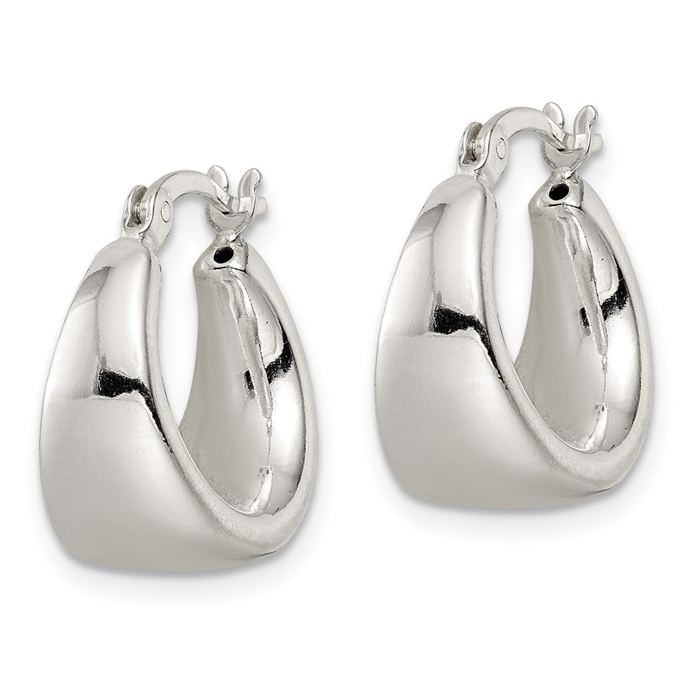 QE15937 Sterling Silver Polished & Tapered Round Hoop Earrings