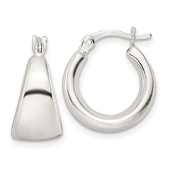 QE15937 Sterling Silver Polished & Tapered Round Hoop Earrings