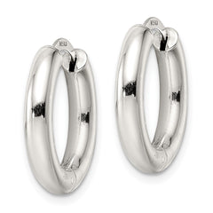QE15948 Sterling Silver Polished Hinged Circle Hoop Earrings