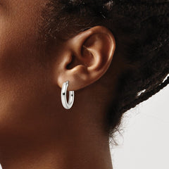 QE15948 Sterling Silver Polished Hinged Circle Hoop Earrings