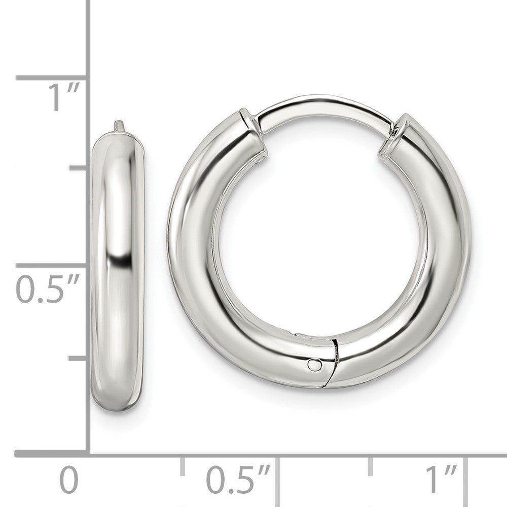 QE15948 Sterling Silver Polished Hinged Circle Hoop Earrings