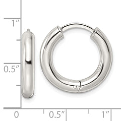 QE15948 Sterling Silver Polished Hinged Circle Hoop Earrings