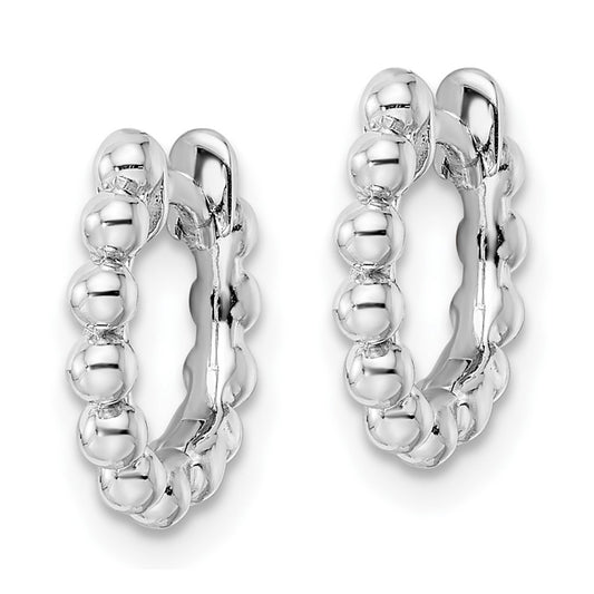 QE15952 Sterling Silver RH Beaded Hoop Earrings