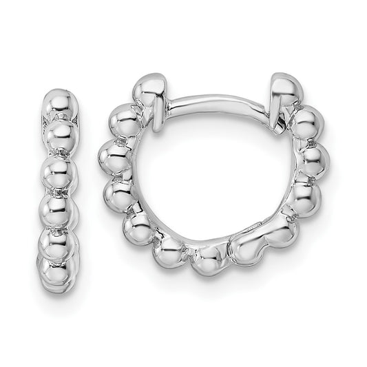 QE15952 Sterling Silver RH Beaded Hoop Earrings