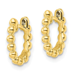 QE15953 Sterling Silver Gold-tone Polished Beaded Hoop Earrings