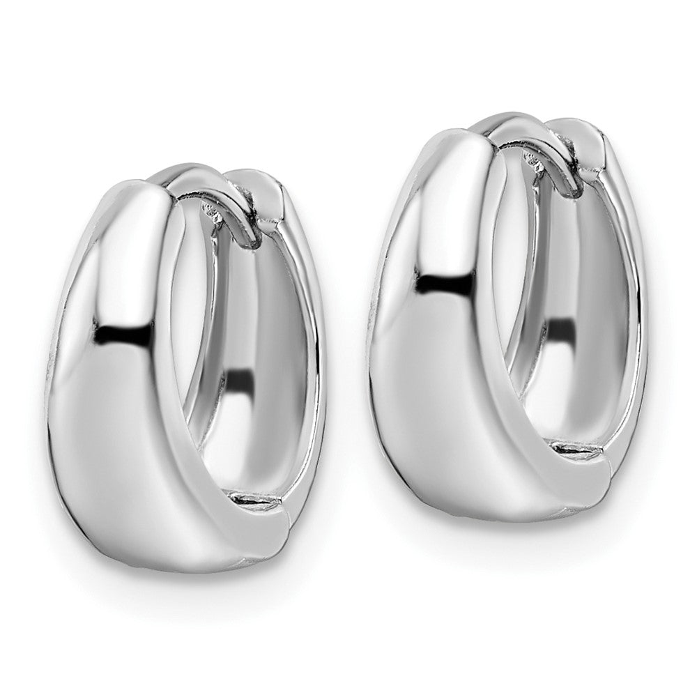 QE15958 Sterling Silver Rhodium-plated Polished Hinged Hoop Earrings
