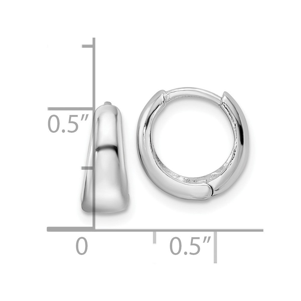 QE15958 Sterling Silver Rhodium-plated Polished Hinged Hoop Earrings