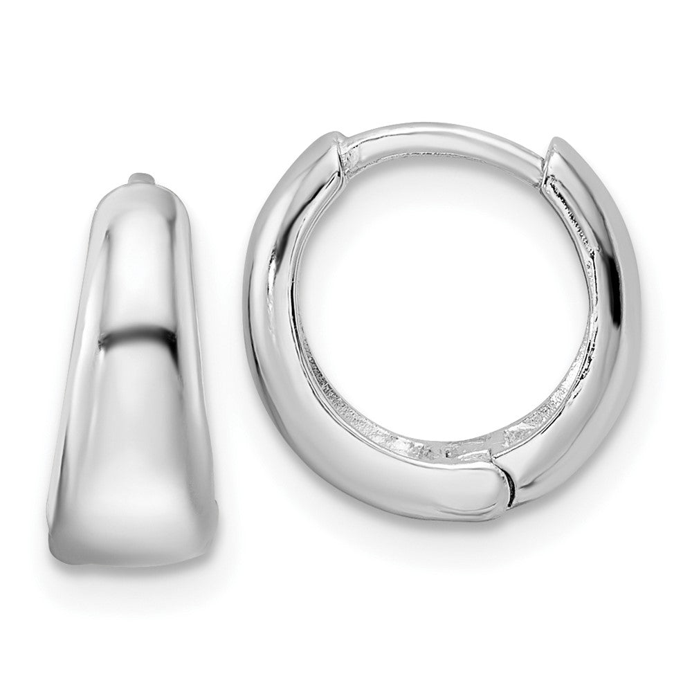 QE15958 Sterling Silver Rhodium-plated Polished Hinged Hoop Earrings