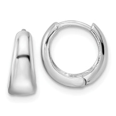 QE15958 Sterling Silver Rhodium-plated Polished Hinged Hoop Earrings