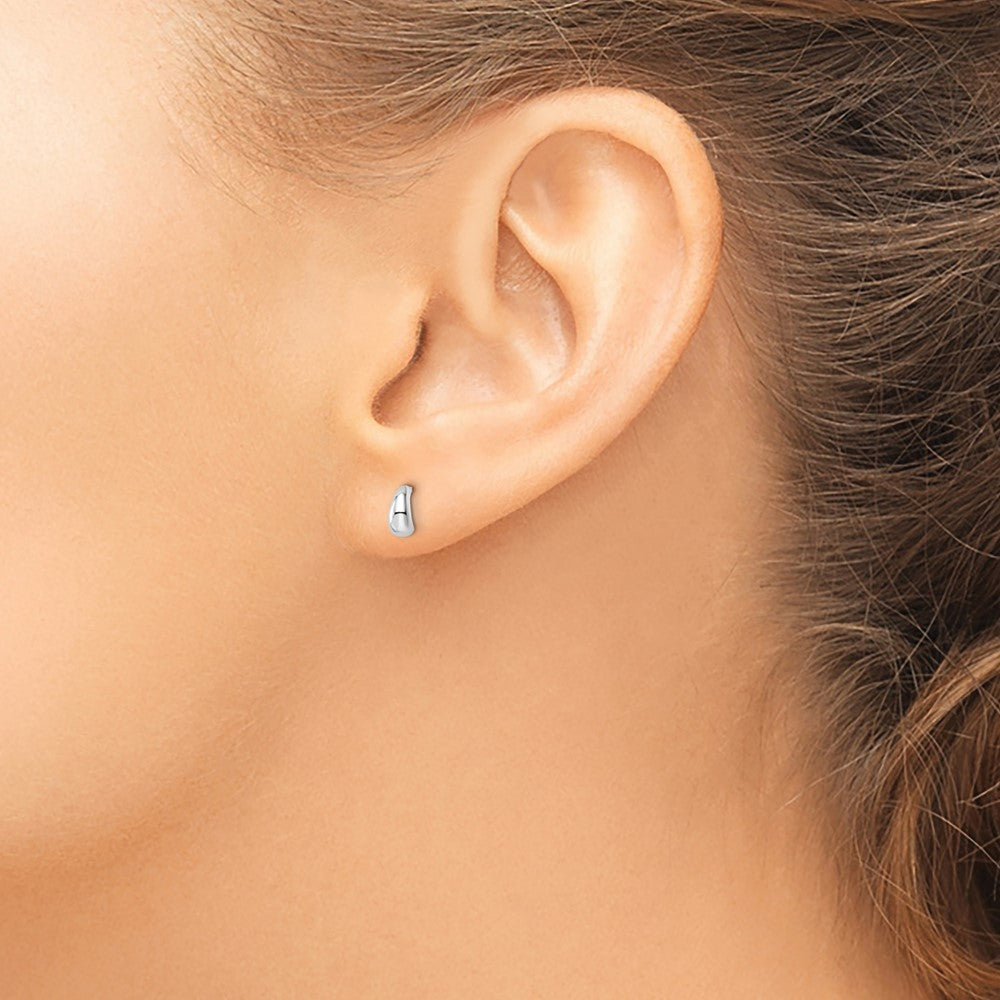QE15971 Sterling Silver Rhodium-plated Polished Hoop Post Earrings