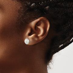 QE15997 Sterling Silver Polished D/C Textured Post Earrings