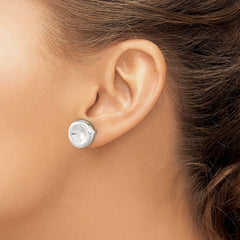 QE15998 Sterling Silver Polished Puffed Circle Post Earrings