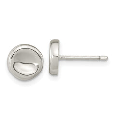 QE15998 Sterling Silver Polished Puffed Circle Post Earrings