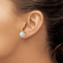 QE16004 Sterling Silver Satin Crystal Ball Post Earrings