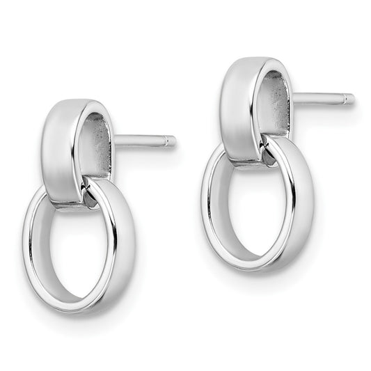 QE16032 Sterling Silver Rhodium-plated Polished Link Post Earrings
