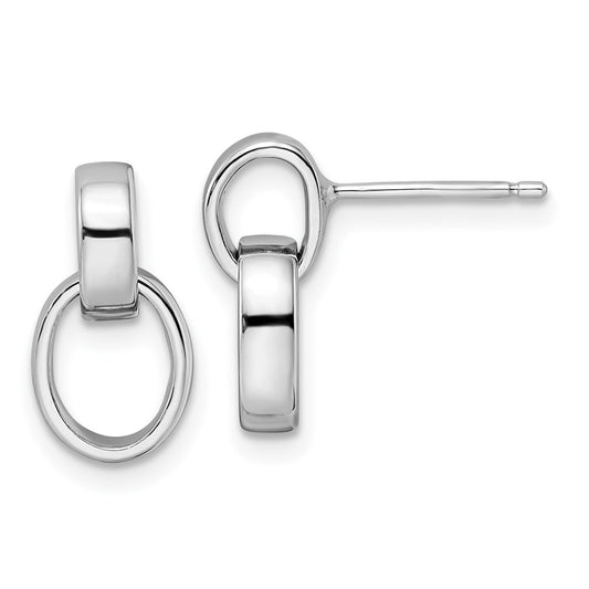 QE16032 Sterling Silver Rhodium-plated Polished Link Post Earrings
