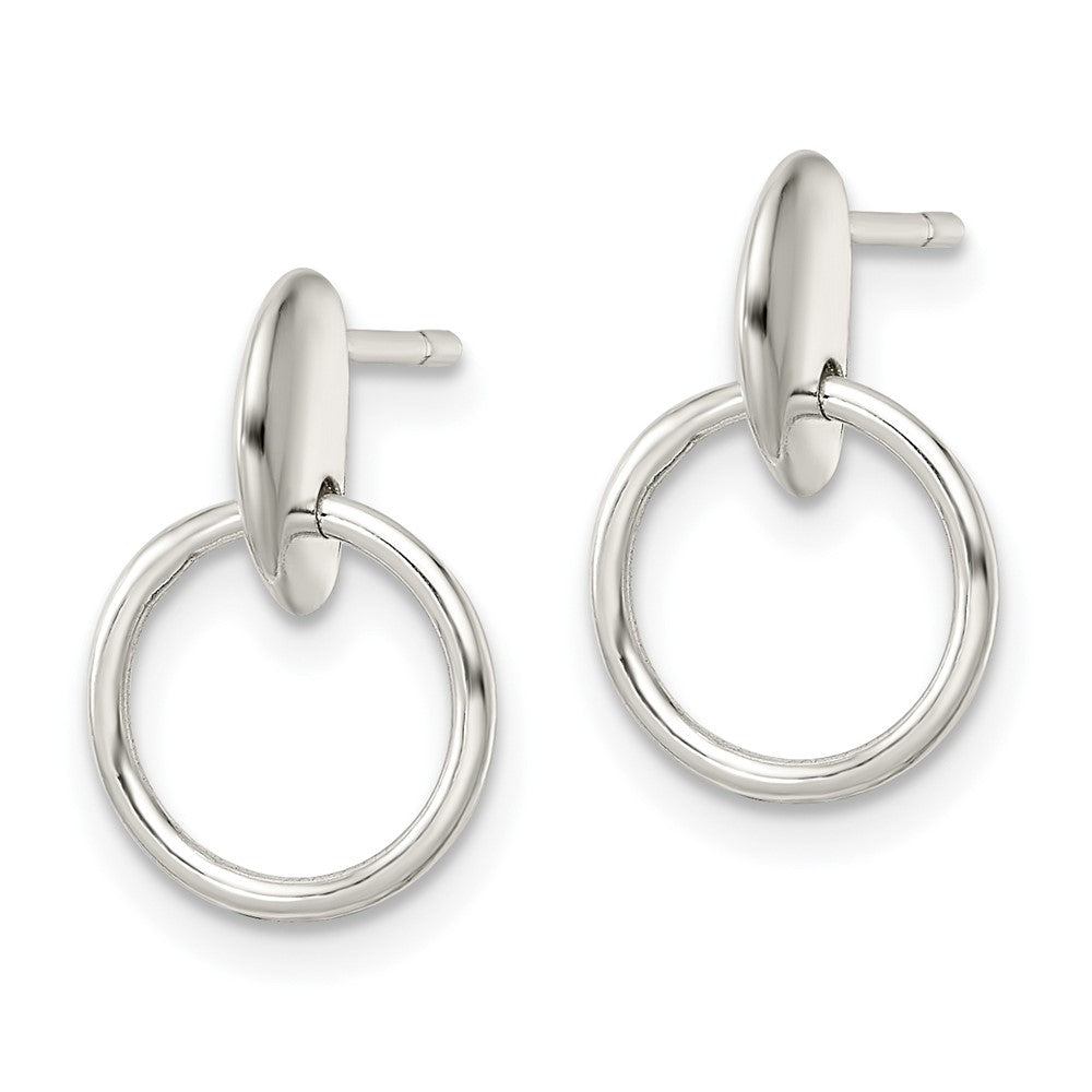 QE16033 Sterling Silver Circle Dangle Post Earrings