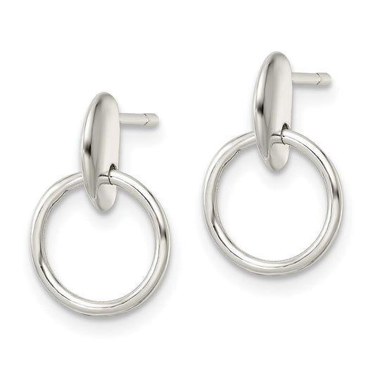 QE16033 Sterling Silver Circle Dangle Post Earrings