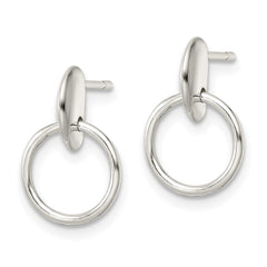 QE16033 Sterling Silver Circle Dangle Post Earrings
