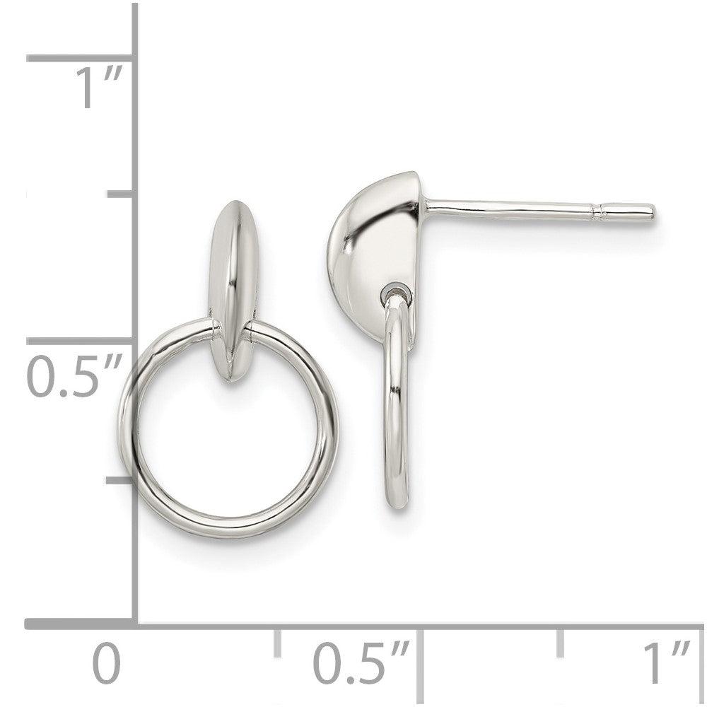 QE16033 Sterling Silver Circle Dangle Post Earrings