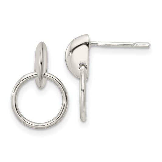 QE16033 Sterling Silver Circle Dangle Post Earrings