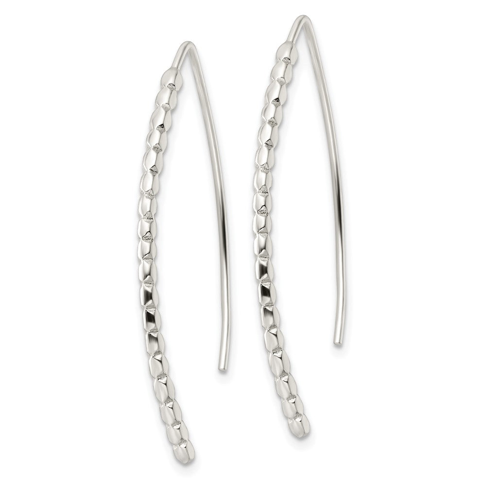 QE16040 Sterling Silver Polished & Textured Threader Earrings