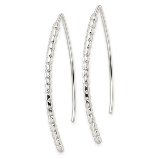 QE16040 Sterling Silver Polished & Textured Threader Earrings