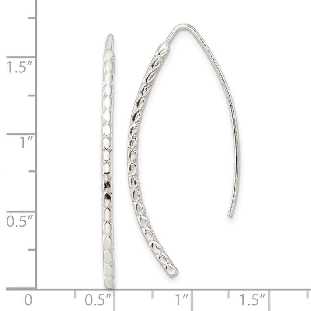 QE16040 Sterling Silver Polished & Textured Threader Earrings