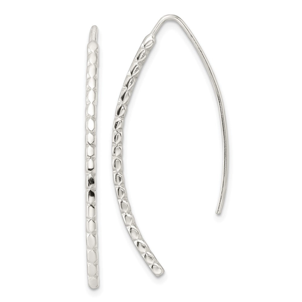 QE16040 Sterling Silver Polished & Textured Threader Earrings