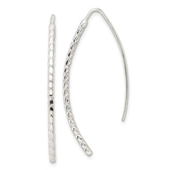 QE16040 Sterling Silver Polished & Textured Threader Earrings