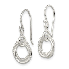 QE16072 Sterling Silver Polished Intertwined Circles Dangle Earrings