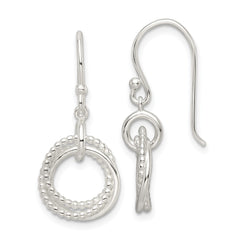QE16072 Sterling Silver Polished Intertwined Circles Dangle Earrings