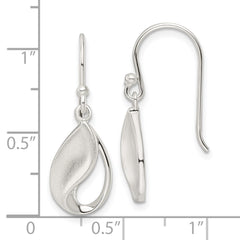 QE16089 Sterling Silver Polished and Satin fancy Teardrop Dangle Earrings