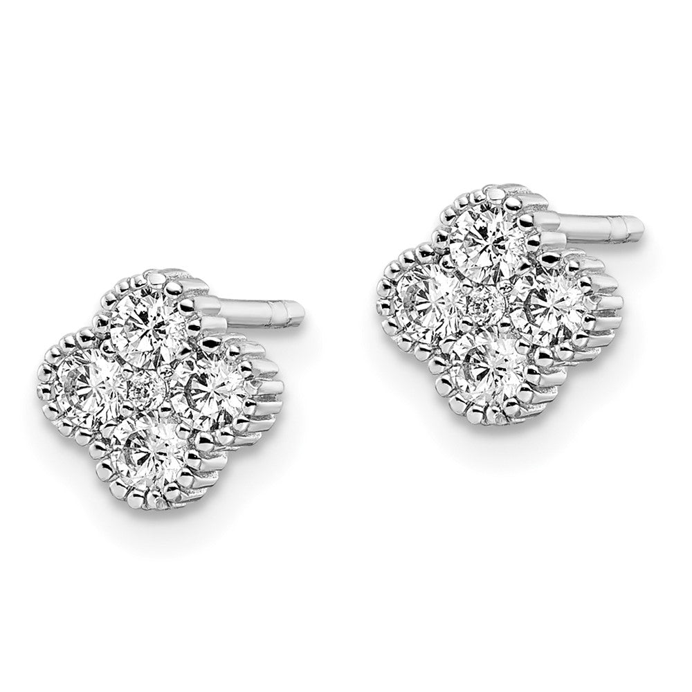 QE16120 Sterling Silver Rhodium-plated Polished CZ Post Earrings