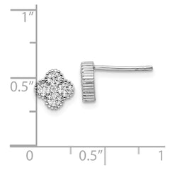 QE16120 Sterling Silver Rhodium-plated Polished CZ Post Earrings