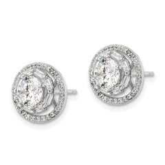 QE16127 Sterling Silver Rhodium-plated Polished 6mm CZ Stud w/ Jackets Earrings