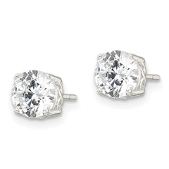 QE16131 Sterling Silver Polished 6mm Round CZ Infinity Basket Set Stud Earrings