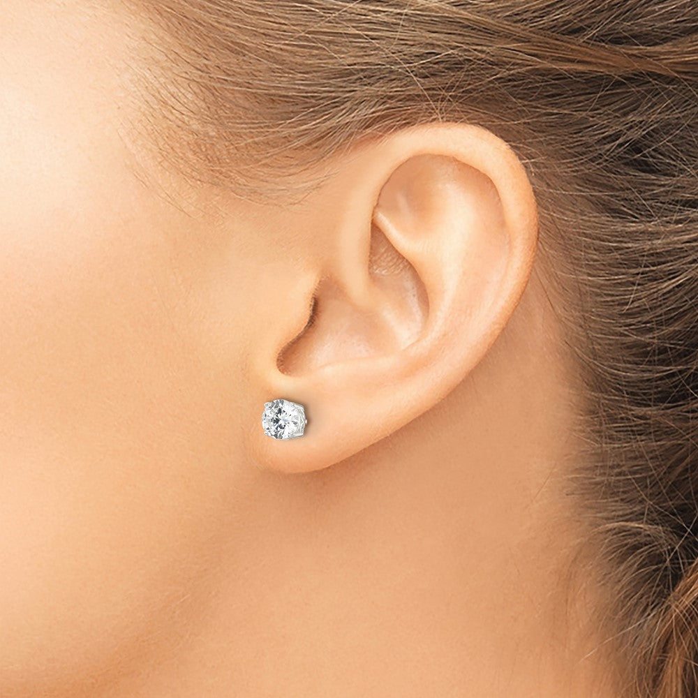 QE16131 Sterling Silver Polished 6mm Round CZ Infinity Basket Set Stud Earrings