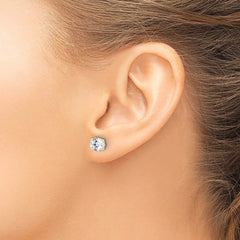 QE16131 Sterling Silver Polished 6mm Round CZ Infinity Basket Set Stud Earrings