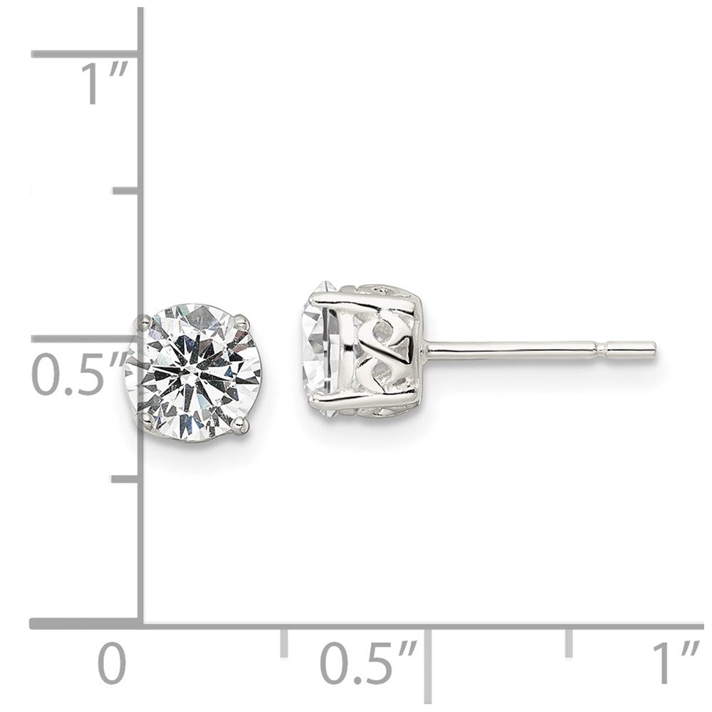 QE16131 Sterling Silver Polished 6mm Round CZ Infinity Basket Set Stud Earrings