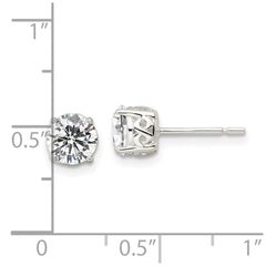 QE16131 Sterling Silver Polished 6mm Round CZ Infinity Basket Set Stud Earrings