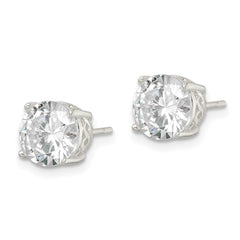 QE16134 Sterling Silver Polished 8mm Round CZ Infinity Basket Set Stud Earrings