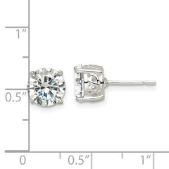QE16134 Sterling Silver Polished 8mm Round CZ Infinity Basket Set Stud Earrings