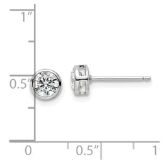 QE16141 Sterling Silver Rhod-plated Polished 5mm Round CZ Bezel Set Stud Earrings