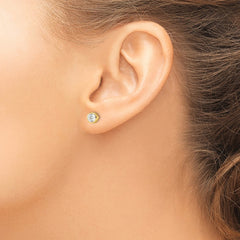 QE16142 Sterling Silver Gold-tone Polished 5mm Round CZ Bezel Set Stud Earrings