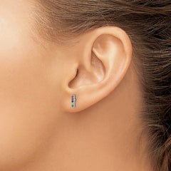 QE16150 Sterling Silver Rhodium-plated Polished Multi-color CZ Bar Post Earrings