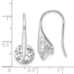 QE16218 Sterling Silver Rhodium-plated Polished Round CZ Dangle Earrings