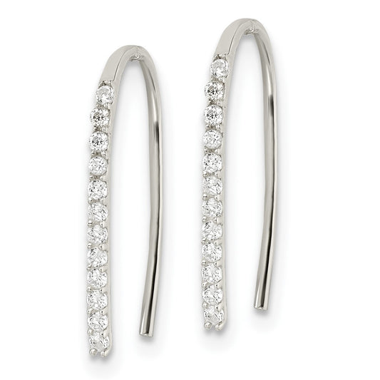 QE16221 Sterling Silver Polished CZ Threader Earrings