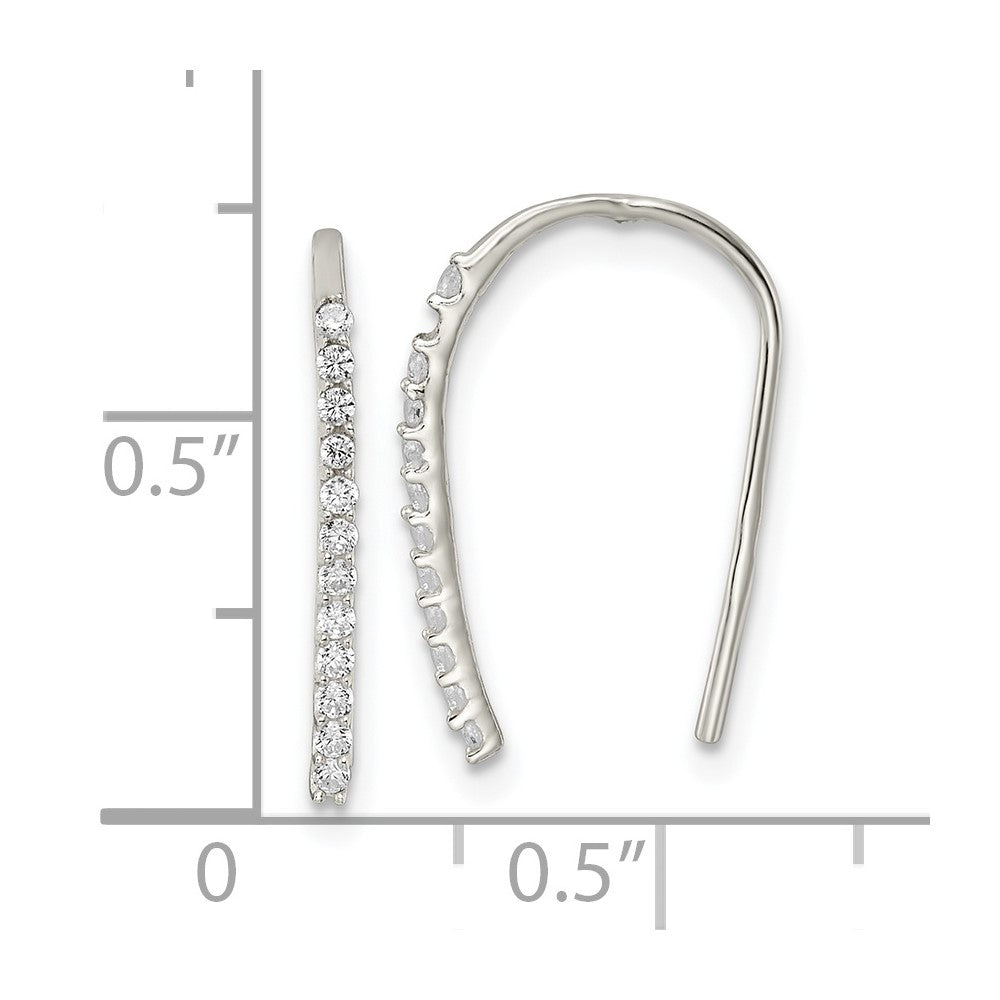 QE16221 Sterling Silver Polished CZ Threader Earrings