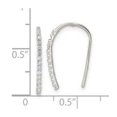 QE16221 Sterling Silver Polished CZ Threader Earrings